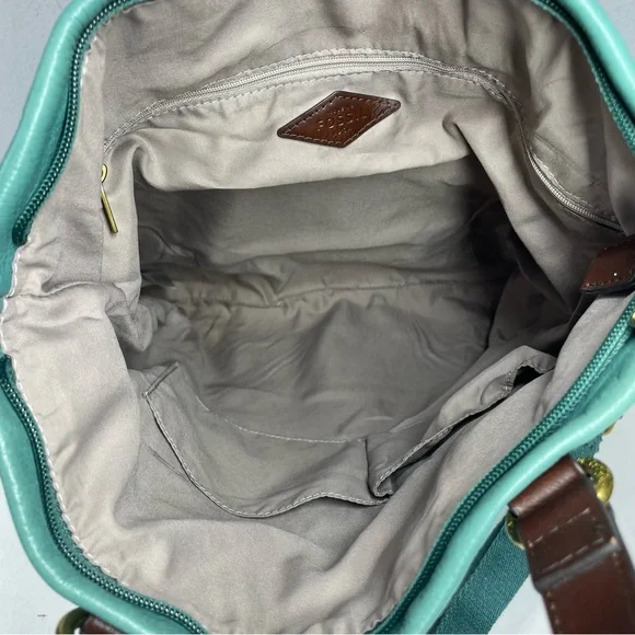 Fossil Fold Over Explorer Tote Bag Purse Teal Crossbody Handbag & Madison Wallet - Picture 10 of 10